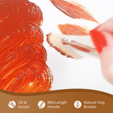Silver Jumbo™ White Hog Bristle Filbert Paintbrush | Mid Length Handle | 8003